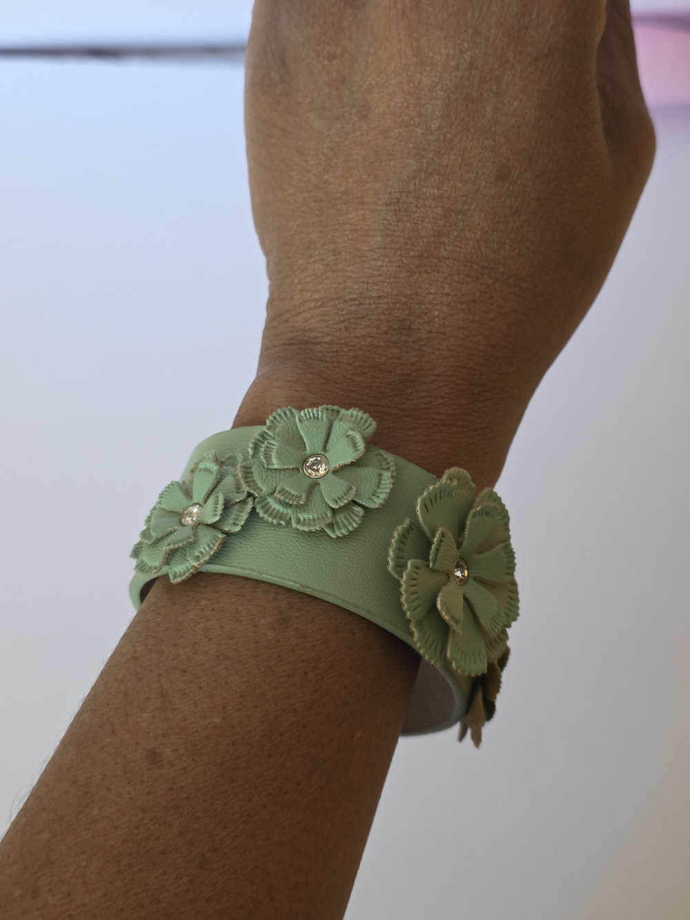 Fashion Jewelry Mint Floral Cuff Bracelet